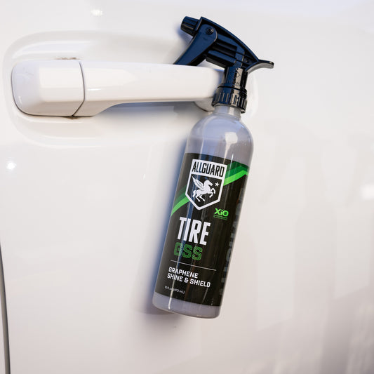 Tire GSS polisher hanging on white car door handle