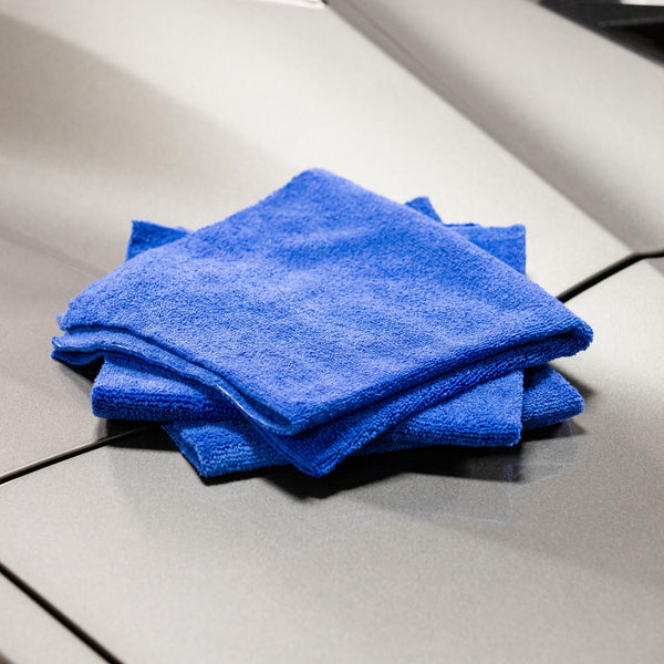Stack of folded microfiber auto detailing towels